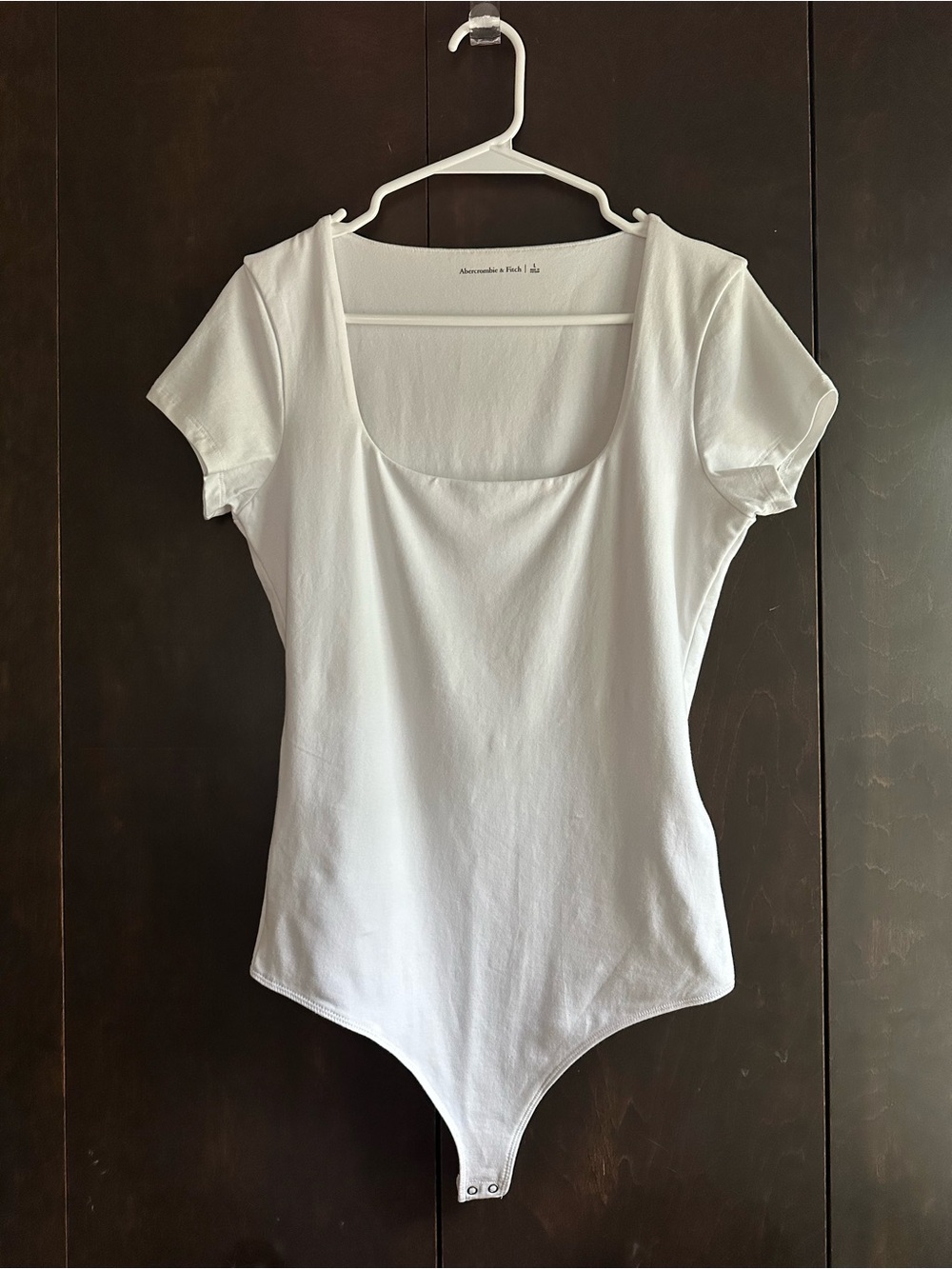 Abercrombie & Fitch White Scoop Neck Short Sleeve Bodysuit